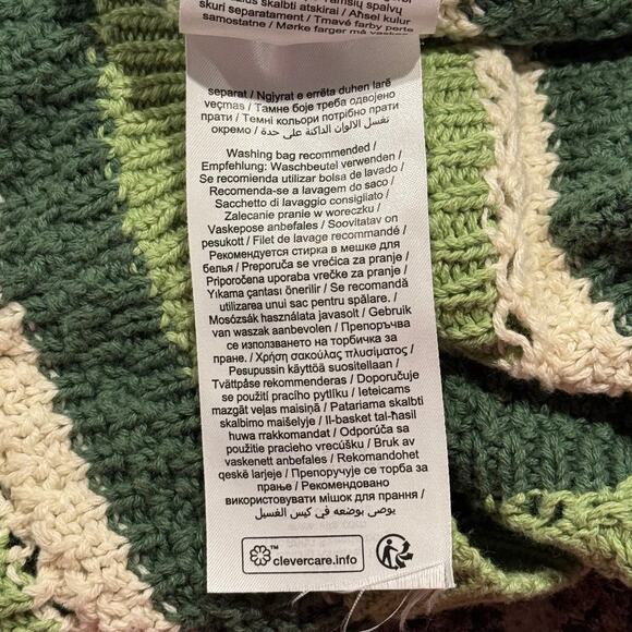 Vila Dress Crochet Knit Cottage Coquette Boho Retro Midi Stripe Green Size 18/20 - Picture 5 of 7